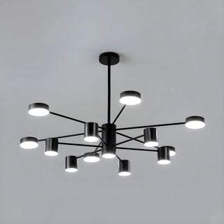 ZOWALA - Nordic Sputnik Cylinder Metal Living Room Black Chandelier Image - 8