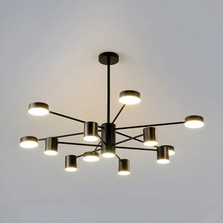 ZOWALA - Nordic Sputnik Cylinder Metal Living Room Black Chandelier Image - 9