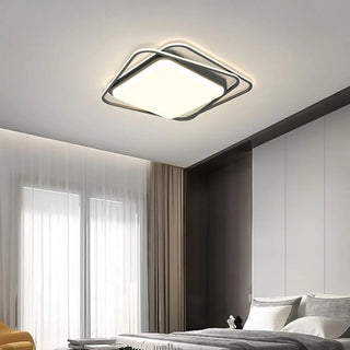 ZOWALA - Modern Black Square 3-Light LED Flush Mount Light Image - 1