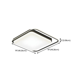 ZOWALA - Modern Black Square 3-Light LED Flush Mount Light #size