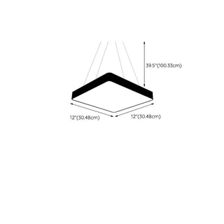 ZOWALA - Modern Black Square LED Pendant Light Adjustable Height #size