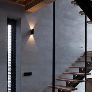 Modern Black Square Outdoor Up Down Wall Light Zawala Image - 1