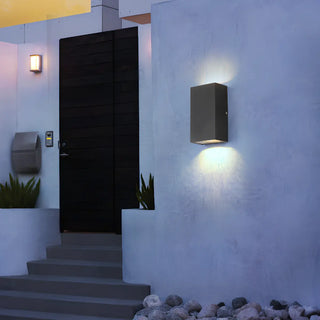 Modern Black Square Outdoor Up Down Wall Light Zawala Image - 19