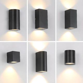 Modern Black Square Outdoor Up Down Wall Light Zawala Image - 2