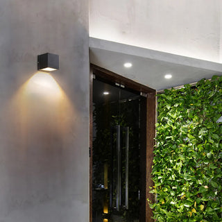 Modern Black Square Outdoor Up Down Wall Light Zawala Image - 3