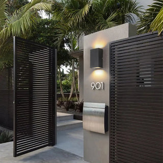Modern Black Square Outdoor Up Down Wall Light Zawala Image - 4
