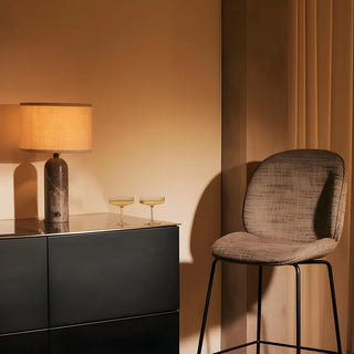 Simple Drum Fabric Shade Cylinder Stone Table Lamp Zawala Image - 5