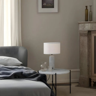Simple Drum Fabric Shade Cylinder Stone Table Lamp Zawala Image - 8