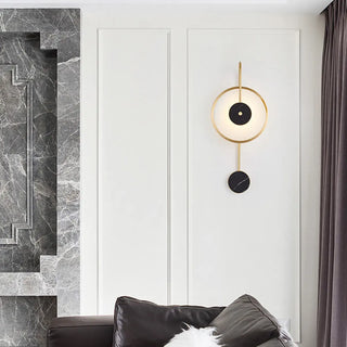 Minimalist White Stone Gold Geometric Wall Sconce Zawala Image - 2