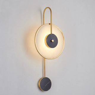 Minimalist White Stone Gold Geometric Wall Sconce Zawala Image - 6