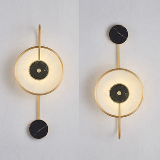 Minimalist White Stone Gold Geometric Wall Sconce Zawala Image - 4