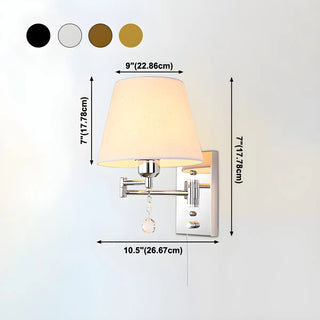 ZOWALA - Modern Swing Arm Fabric Crystal Bedroom Wood Wall Sconce Image - 21