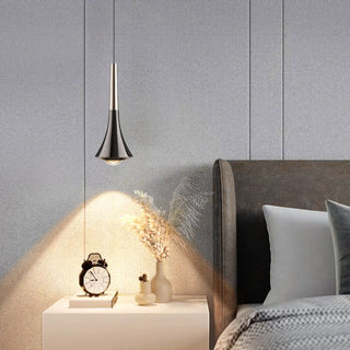 Modern Sleek Black Cone Pendant Light Bedroom Zawala Image - 1