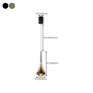 Modern Sleek Black Cone Pendant Light Bedroom Zawala #size