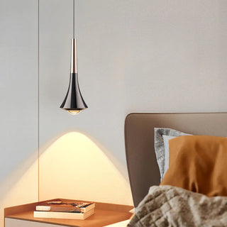 Modern Sleek Black Cone Pendant Light Bedroom Zawala Image - 2