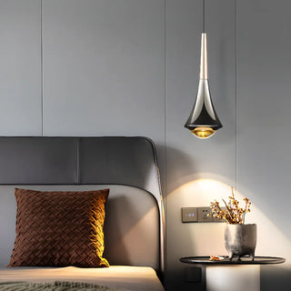 Modern Sleek Black Cone Pendant Light Bedroom Zawala Image - 3