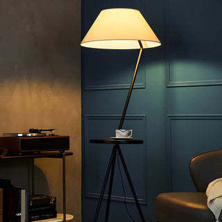 Modish Pagoda Black LED Floor Lamp with Side Table Zawala Image - 1