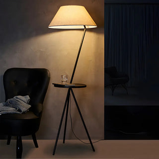 Modish Pagoda Black LED Floor Lamp with Side Table Zawala Image - 2