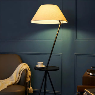 Modish Pagoda Black LED Floor Lamp with Side Table Zawala Image - 4