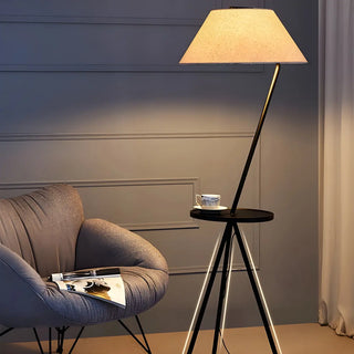 Modish Pagoda Black LED Floor Lamp with Side Table Zawala Image - 6