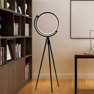Adjustable Black Tripod Circular Metal LED Floor Lamp Zawala Image - 1