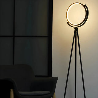 Adjustable Black Tripod Circular Metal LED Floor Lamp Zawala Image - 2