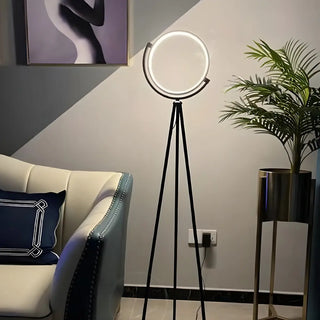 Adjustable Black Tripod Circular Metal LED Floor Lamp Zawala Image - 5