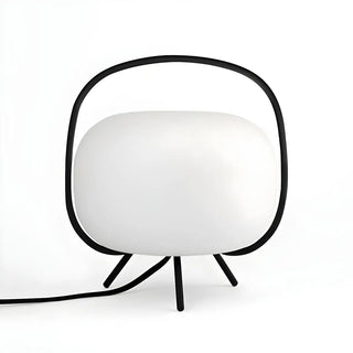Modern White Globe Glass Shape Black Frame Table Lamp Zawala Image - 10