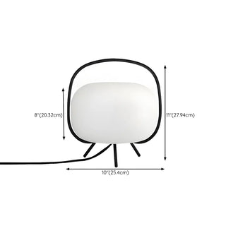 Modern White Globe Glass Shape Black Frame Table Lamp Zawala #size