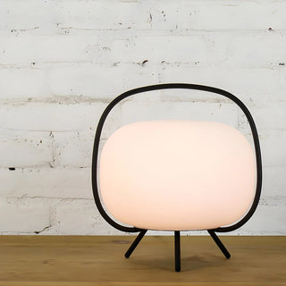 Modern White Globe Glass Shape Black Frame Table Lamp Zawala Image - 3
