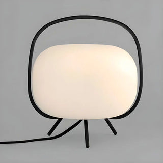 Modern White Globe Glass Shape Black Frame Table Lamp Zawala Image - 5