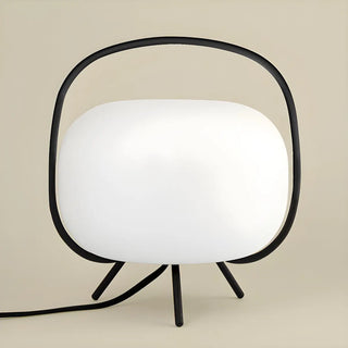 Modern White Globe Glass Shape Black Frame Table Lamp Zawala Image - 6