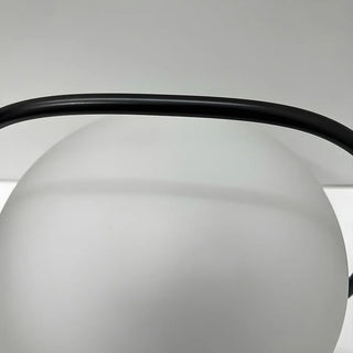 Modern White Globe Glass Shape Black Frame Table Lamp Zawala Image - 7