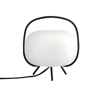 Modern White Globe Glass Shape Black Frame Table Lamp Zawala Image - 9