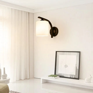 Trendy Cylinder White Glass and Metal Vanity Light Zawala Image - 1