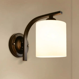 Trendy Cylinder White Glass and Metal Vanity Light Zawala Image - 10