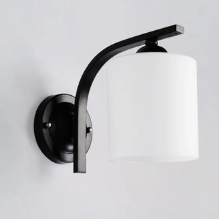 Trendy Cylinder White Glass and Metal Vanity Light Zawala Image - 11