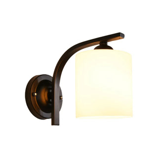 Trendy Cylinder White Glass and Metal Vanity Light Zawala Image - 12