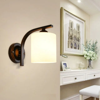 Trendy Cylinder White Glass and Metal Vanity Light Zawala Image - 3