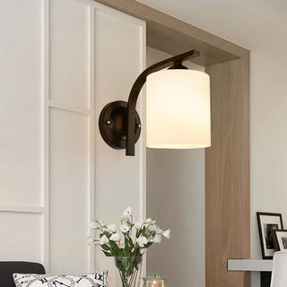 Trendy Cylinder White Glass and Metal Vanity Light Zawala Image - 4