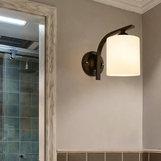 Trendy Cylinder White Glass and Metal Vanity Light Zawala Image - 5
