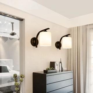 Trendy Cylinder White Glass and Metal Vanity Light Zawala Image - 6
