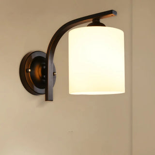 Trendy Cylinder White Glass and Metal Vanity Light Zawala Image - 9