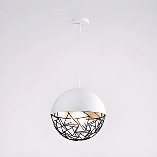 Contemporary Sphere Metal Dining Room White Pendant Light Zawala Image - 5