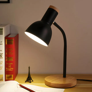 Modern Wood Base Black Metal Adjustable Desk Lamp Zawala Image - 1