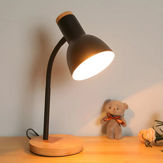 Modern Wood Base Black Metal Adjustable Desk Lamp Zawala Image - 2