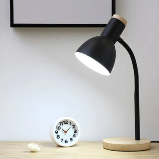 Modern Wood Base Black Metal Adjustable Desk Lamp Zawala Image - 3