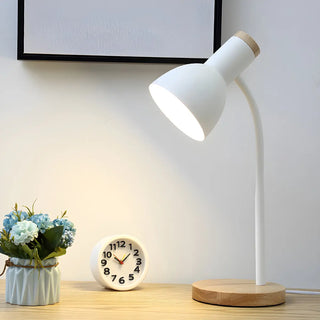 Modern Wood Base Black Metal Adjustable Desk Lamp Zawala Image - 4