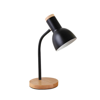 Modern Wood Base Black Metal Adjustable Desk Lamp Zawala Image - 5