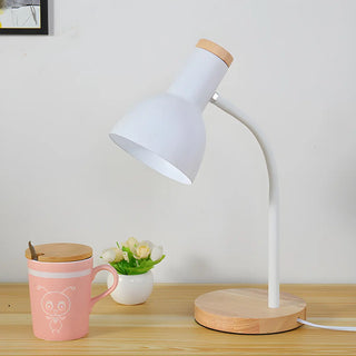 Modern Wood Base Black Metal Adjustable Desk Lamp Zawala Image - 6